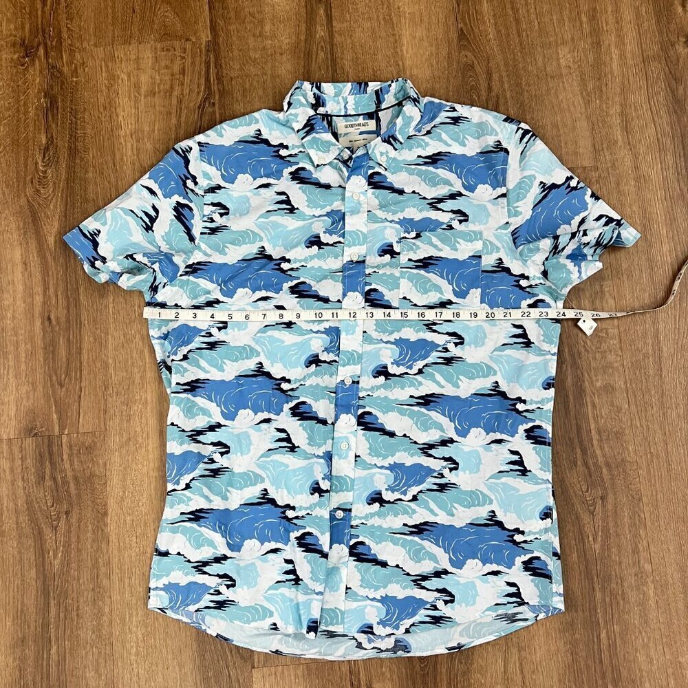 NEW Goodthreads Ocean Wave Men's Short-Sleeve Printed Cotton Shirt Sz XL - Picture 9 of 10